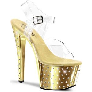 Pleaser - STARDUST-708 Sandaal met enkelband, Paaldans schoenen - Paaldans schoenen - 36 Shoes - Goudkleurig