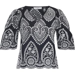 SISTERS POINT Gilma-N.t1 - Dames Blouse - Black/Cream - Maat XS