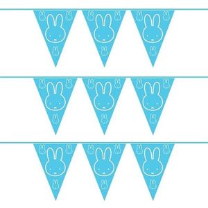 Set van 3x stuks blauwe Nijntje thema geboorte vlaggenlijnen van 6 meter - jongen geboren