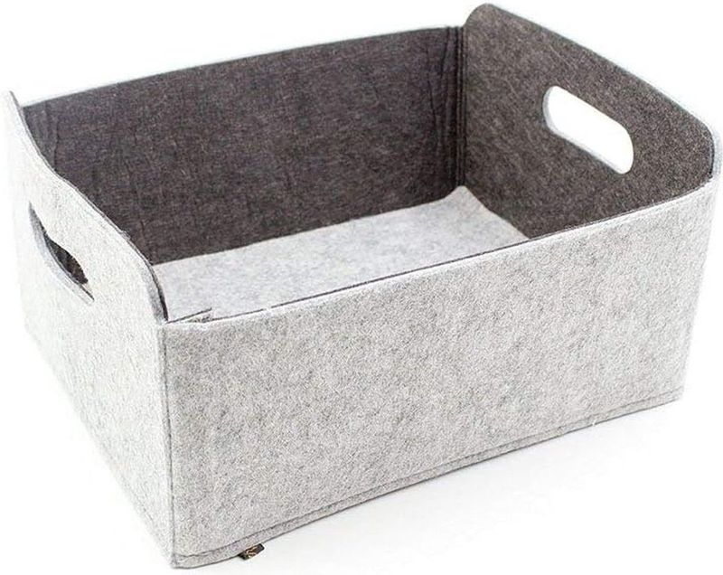 Opbergmand - Grijs Gemêleerd - 30 x 24 x 15 cm - Vilt - Opvouwbaar