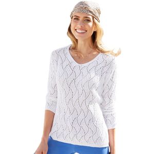 Edele opengewerkte trui met V-hals