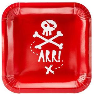borden Pirates Party, rood, 20x20cm (1 zakje met 6 stuks)