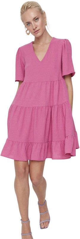 Trendyol Marineblauwe Mini-Geweven Mini-Jurk Met Wijde Uitsnijding Twoss20El0400