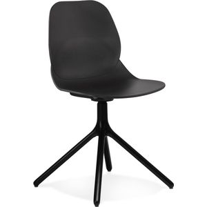 Alterego Zwarte design stoel 'TUCANA' met zwarte metalen poten