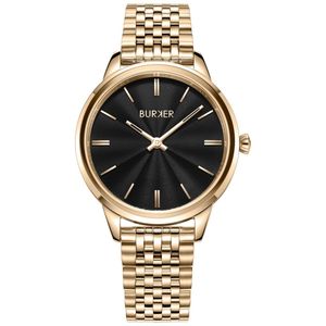 BURKER Emily Horloge Dames - Rond - Goud Zwart - Schakelband - 36 mm