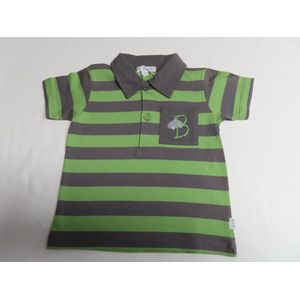 Polo - Korte mouwen - Jongens - Gestreept - Groen / grijst - 1 jaar 80