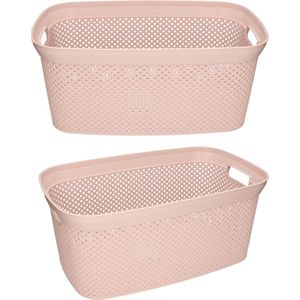 Roze - Wasmand - Kunststof - 2 Stuks - 35 Liter