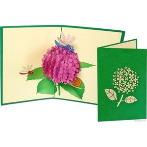 Popcards popupkaarten - Bloemen Tuin Hortensia Hydrangea Moederdag Vriendschap Verjaardag Felicitatie pop-up kaart 3D wenskaart