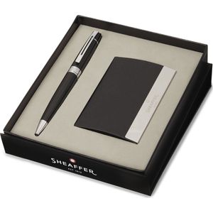 Sheaffer balpen giftset - 300/G9312 - glossy black chrome plated - met visitekaarthouder - SF-G2931251-3