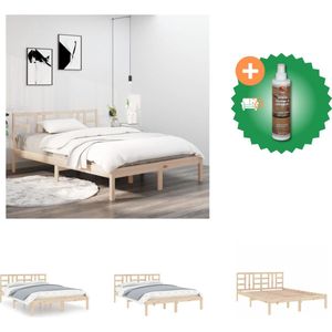 vidaXL Klassiek Grenenhouten Bedframe 205.5x205.5x31cm - Onbehandeld - Multiplex Lattenbodem - Geschikt voor 200x200 cm matras (Montage vereist) - Bed - Inclusief Houtreiniger en verfrisser