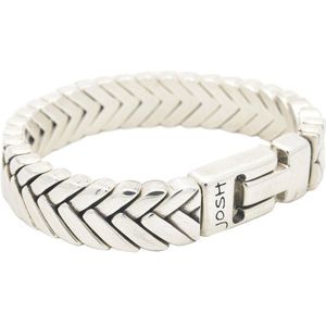 Josh Heren Armband Leer/Metaal - Zilver