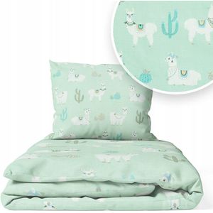 Kinderbeddengoed 135x100cm 2-delig Mint Lama Katoen