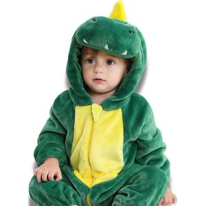BoefieBoef Krokodil Dieren Onesie & Pyjama voor Baby en Dreumes - Kinder Verkleedkleding - Dieren Kostuum Pak - Groen Dinosaurus