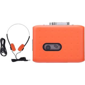 JGS Premium - Draagbare cassettespeler en USB-cassette naar MP3-converter in het oranje met microfoonrecorder
