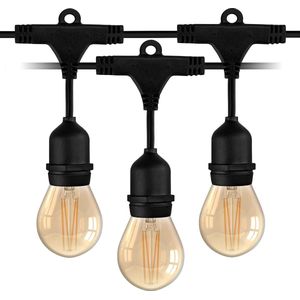 Ledvion - LED Prikkabel - 20M - Incl. 20x Goud E27 LED - 1W - 2100K - Incl. 20 Gold - IP65