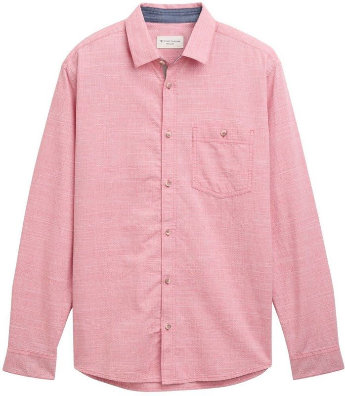 TOM TAILOR - Overhemd - Pastelrood - Regular Fit - Lange Mouw