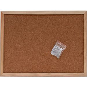 SOHO Prikbord – Prikbord van kurk – Prikbord met houten omlijsting – Prikbord inclusief punaises – 40 x 60 cm