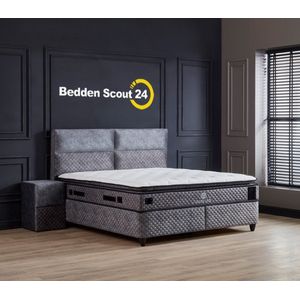 Boxspring bed met opbergruimte - 140x200 cm - Grijs - Babylon