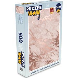 Puzzel Marmer - Roze - Luxe - Marmerlook - Glitter - Design - Legpuzzel - Puzzel 500 stukjes