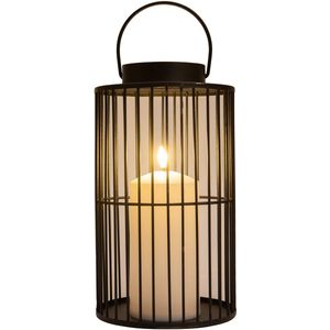 Anna Collection Windlicht/kaarsenhouder buiten lantaarn - zwart - 15 x 26 cm - metaal - Incl. LED kaars - tuinlampen