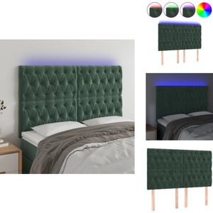 vidaXL Hoofdbord - Hoofdborden - Hoofdeinde - Houten Hoofdbord - Hoofdbord LED 144x7x118/128 cm fluweel donkergroen