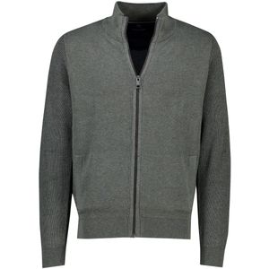 Casa Moda - Vest - Groen - Effen - Halslijn: Opstaande Kraag