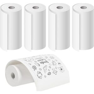 5 Rollen Thermisch Printerpapier Zonder Inkt – 57 mm x 20 mm Rol – Zelfklevend en Gewoon Papier voor Mini Bluetooth Printers, Stickers, Bonnen, Foto’s, Notities en Dagboek – BPA-vrij, Waterdicht en Krasbestendig Printpapier