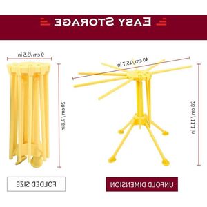 Opvouwbare pastadroger met 10 stangen - Compact, eenvoudig op te bergen, snelle installatie (geel)