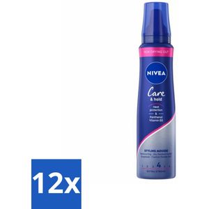 NIVEA - Stylingschuim - Verzorging & Stevigheid - Hittebescherming - 150 ml - Voordeelverpakking - 12 stuks