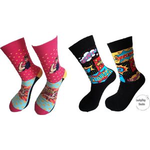 Verjaardag cadeautje voor haar - Mismatch - Moederdag sokken - Leuke sokken - Vrolijke sokken - Luckyday Socks - Sokken met tekst - Aparte Sokken - Sokken waar je vrolijk van wordt - Maat 36-41