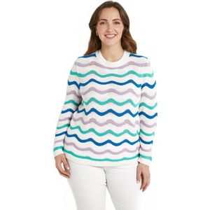 Zachte gestreepte trui met mossteek en reliëf, ronde hals