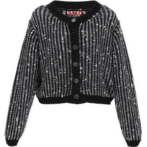 myMo - ROCKS - Gebreid Vest - Zwart/Wit