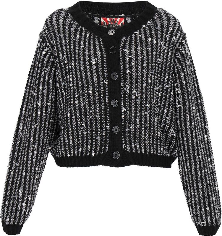 myMo - ROCKS - Gebreid Vest - Zwart/Wit