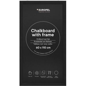 Europel krijtbord met lijst – muurdecoratie – tekenbord - zwart - 60x110cm