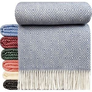 Wollen Plaid - STOCKHOLM - Lichtblauw (140x200cm) 100% Wol - ECO Deken - Plaids.shop® Collectie