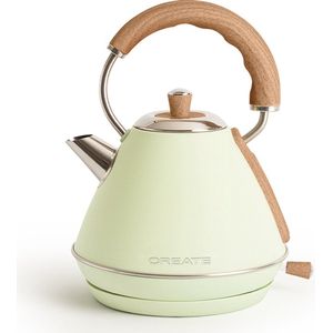 CREATE Waterkoker Retro - 1200 Watt - 1 Liter - RVS - BPA vrij - Elektrisch - Pastelgroen - Kettle Retro M