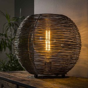 Bolvormige draadlamp XL | Ø 40 cm | tafellamp | zwart / bruin / brons | metaal | modern / landelijk design