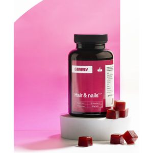 GIMMY Hair & Nails - Supplement voor gezond haar & sterke nagels - Zink, biotine, druivenpitextract, bamboe-extract (silicium), MSM, vitamine A, C en E - Vegan, suikervrij & natuurlijk - Ontwikkeld door apothekers - 60 gummies