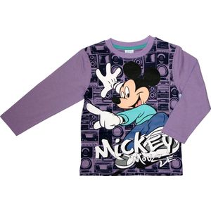 Disney - Jongens Kleding - Mickey Mouse - Longsleeve - Paars - T-shirt met lange mouwen - Maat 128