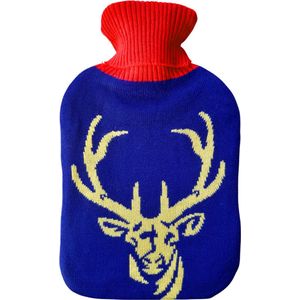 Warmwaterkruik 2 Liter met Gebreide Hoes – Rendier Design – Zachte Coltruihoes – Hittekruik voor Warmte & Comfort