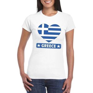 Griekenland hart vlag t-shirt wit dames XS