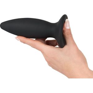 Black Velvets – Siliconen Conische Anaal Plug met Smalle Hals Oplaadbaar met Vibratie – Maat S – Zwart