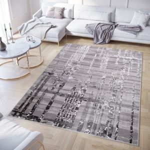 Tapiso Crystal Vloerkleed Donkergrijs Modern 3D Effect Tapijt Maat- 250x350