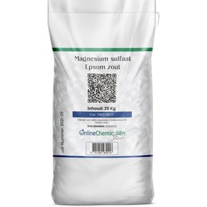 Online Chemicalien – Epsom Zout 25 kg – Magnesiumsulfaat Heptahydraat – Fijnkorrelig & Hoog Zuiver