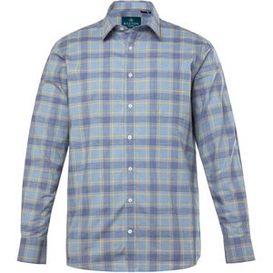 Boston Park - Heren - Boston Park Geruit overhemd lange mouwen Kentkraag - Grijs melange - Maat 3XL