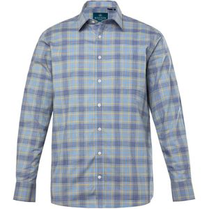 Boston Park - Heren - Boston Park Geruit overhemd lange mouwen Kentkraag - Grijs melange - Maat 3XL