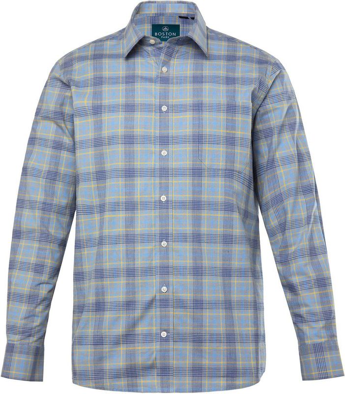 Boston Park Boston Park - Heren - Boston Park Geruit overhemd lange mouwen Kentkraag - Grijs melange - Maat 3XL