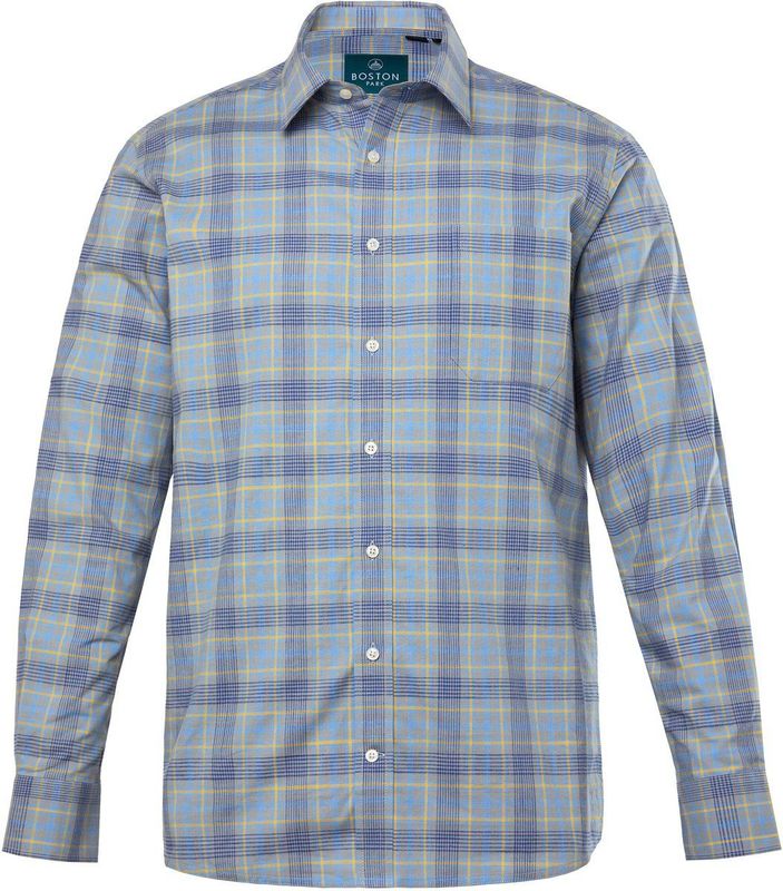 Boston Park - Heren - Boston Park Geruit overhemd lange mouwen Kentkraag - Grijs melange - Maat 3XL