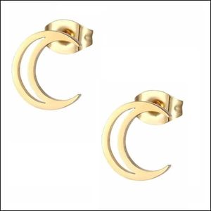 Aramat jewels Â® - Maan oorbellen zweerknopjes maan chirurgisch staal goudkleurig 10mm