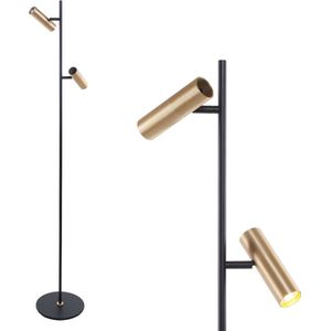 Moderne Trend vloerlamp | 2 lichts | zwart | metaal | GU10 | Ø 10 cm | zwenk- en kantelbaar | hal / slaapkamer | modern design